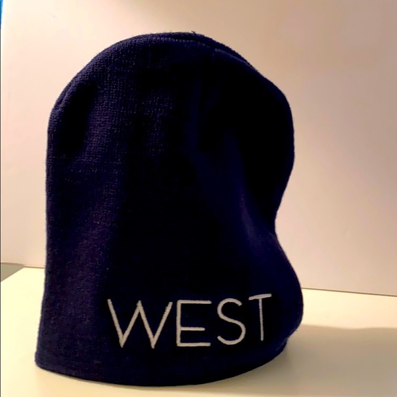 Navy West beanie hat acrylic - Picture 4 of 5